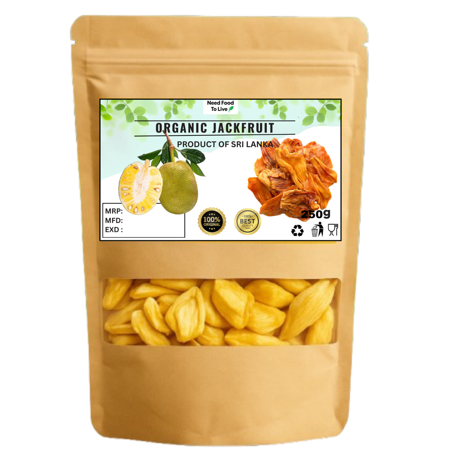Organic Dried Jackfruit - 100% Pure Natural Premium Quality! - 100g