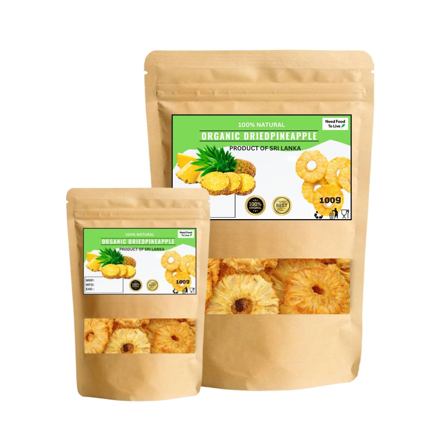Organic Dried pineapple fruit - 100% Natural Pure Premium Quality!