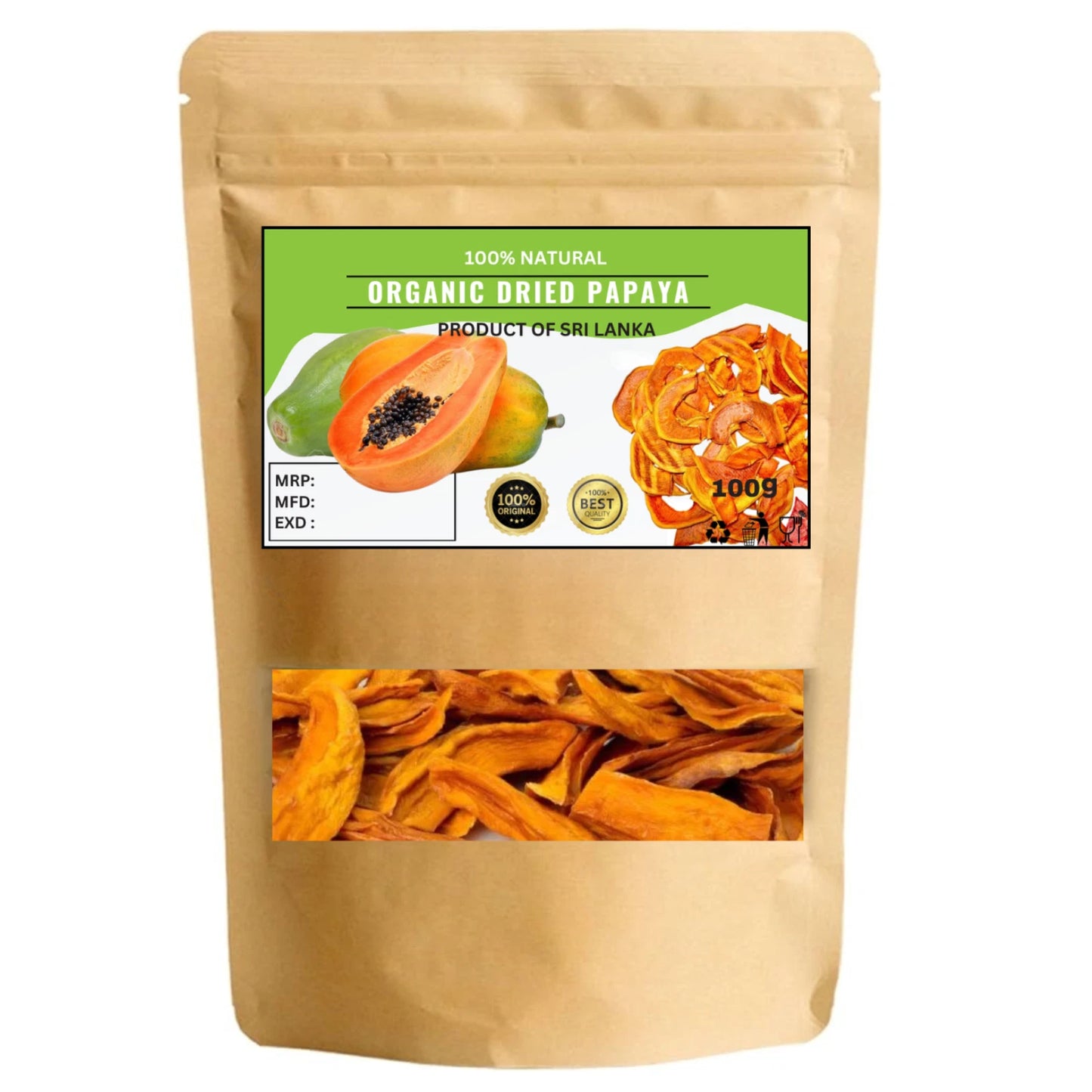Organic Dried Papaya Fruit - 100% Natural Pure Premium Quality!