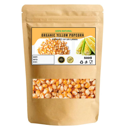 Organic Yellow Popcorn – Non-GMO, Whole, Vegan - 100% Natural Premium Quality!